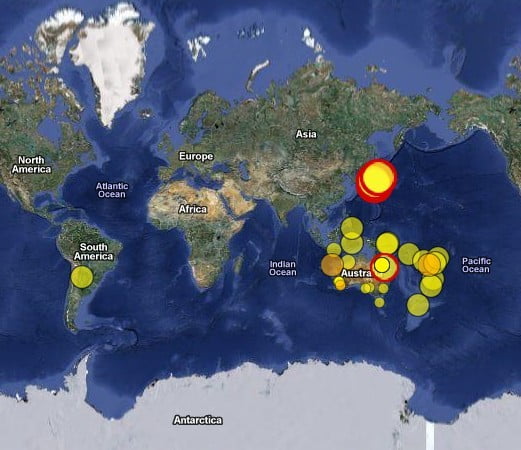 World Eartquakes Map