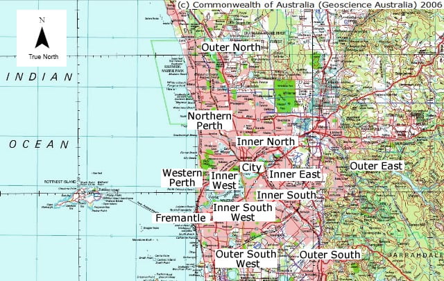 Map of Perth Western Australia